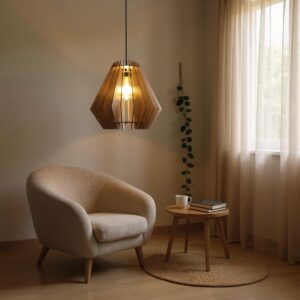 woodiography Pendant lamp, Wooden Ceiling lamp, Wooden Hanging lamp handicrafted Home decore