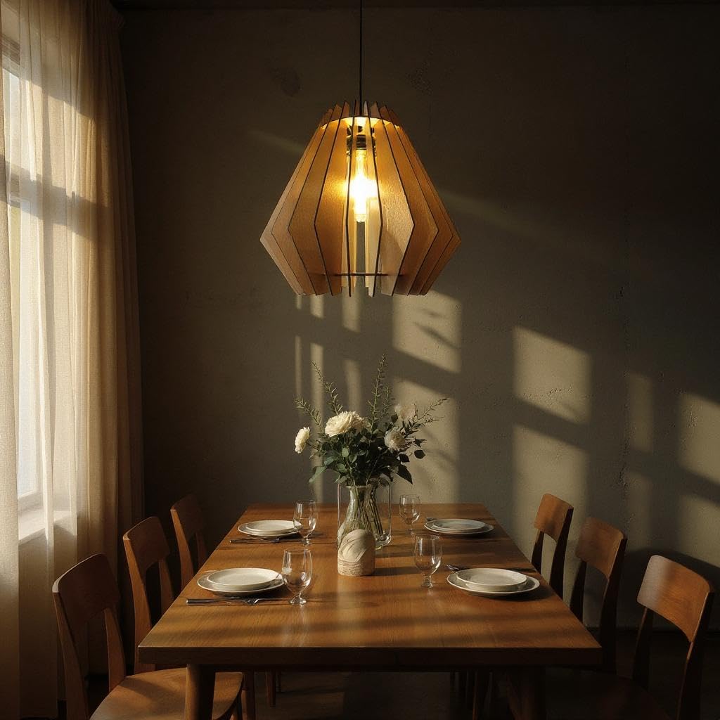 woodiography Pendant lamp, Wooden Ceiling lamp, Wooden Hanging lamp handicrafted Home decore