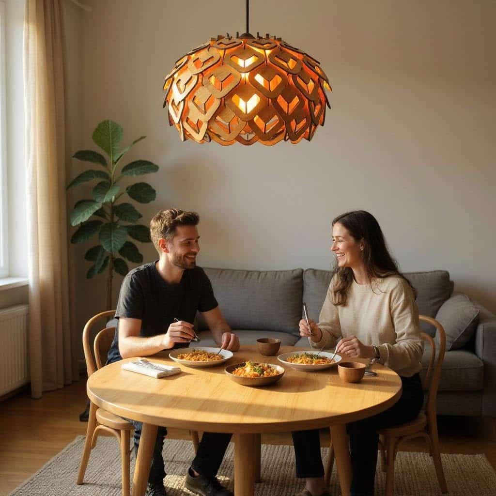 woodiography Pinecone Pendant lamp, Wooden Ceiling lamp, Wooden Hanging lamp handicrafted Home decore Chandelier Light (Big CL001)