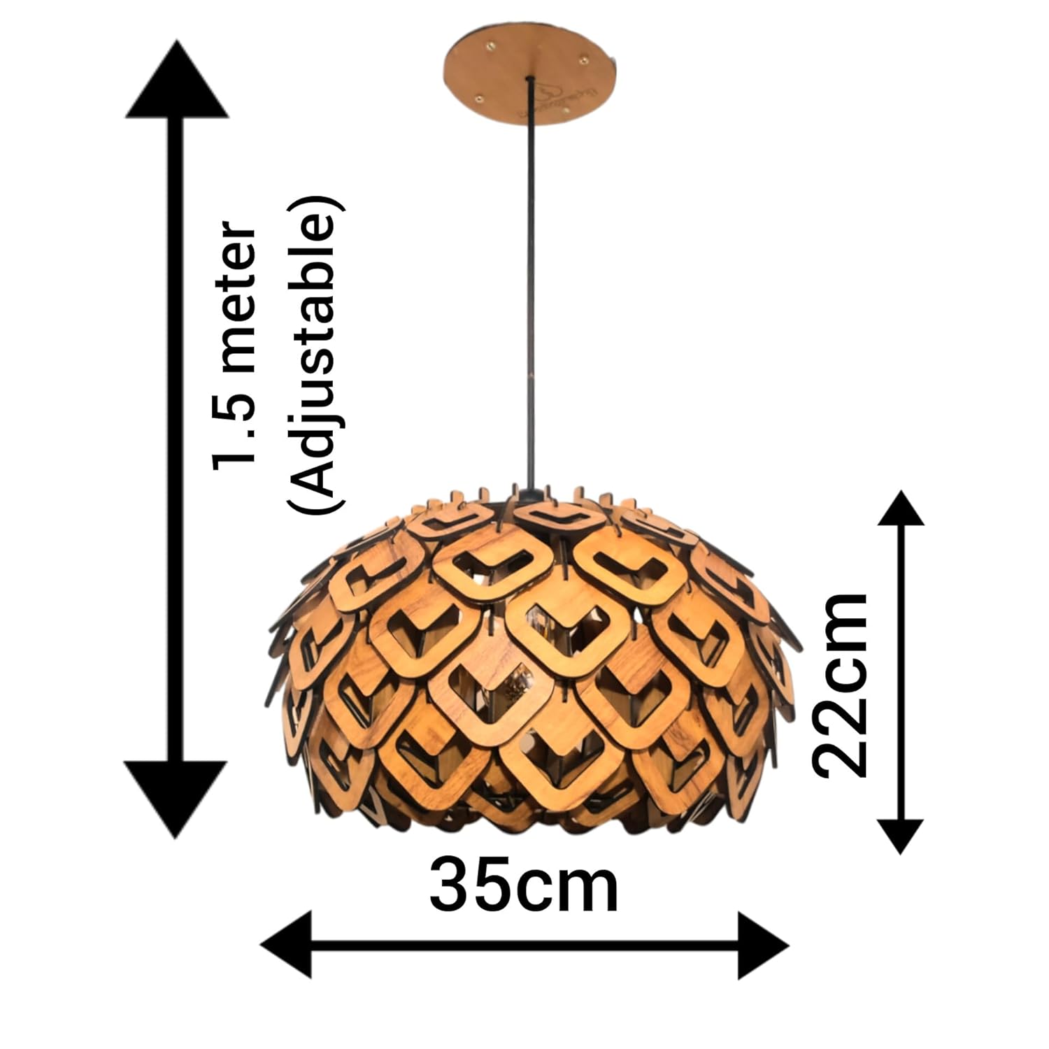 woodiography Pinecone Pendant lamp, Wooden Ceiling lamp, Wooden Hanging lamp handicrafted Home decore Chandelier Light (Big CL001)