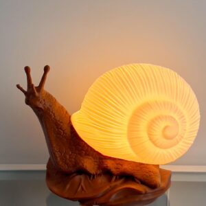 Woodiography Snail Night Light, Decorative Table Lamp, Brown Shell Design with Warm White Illumination