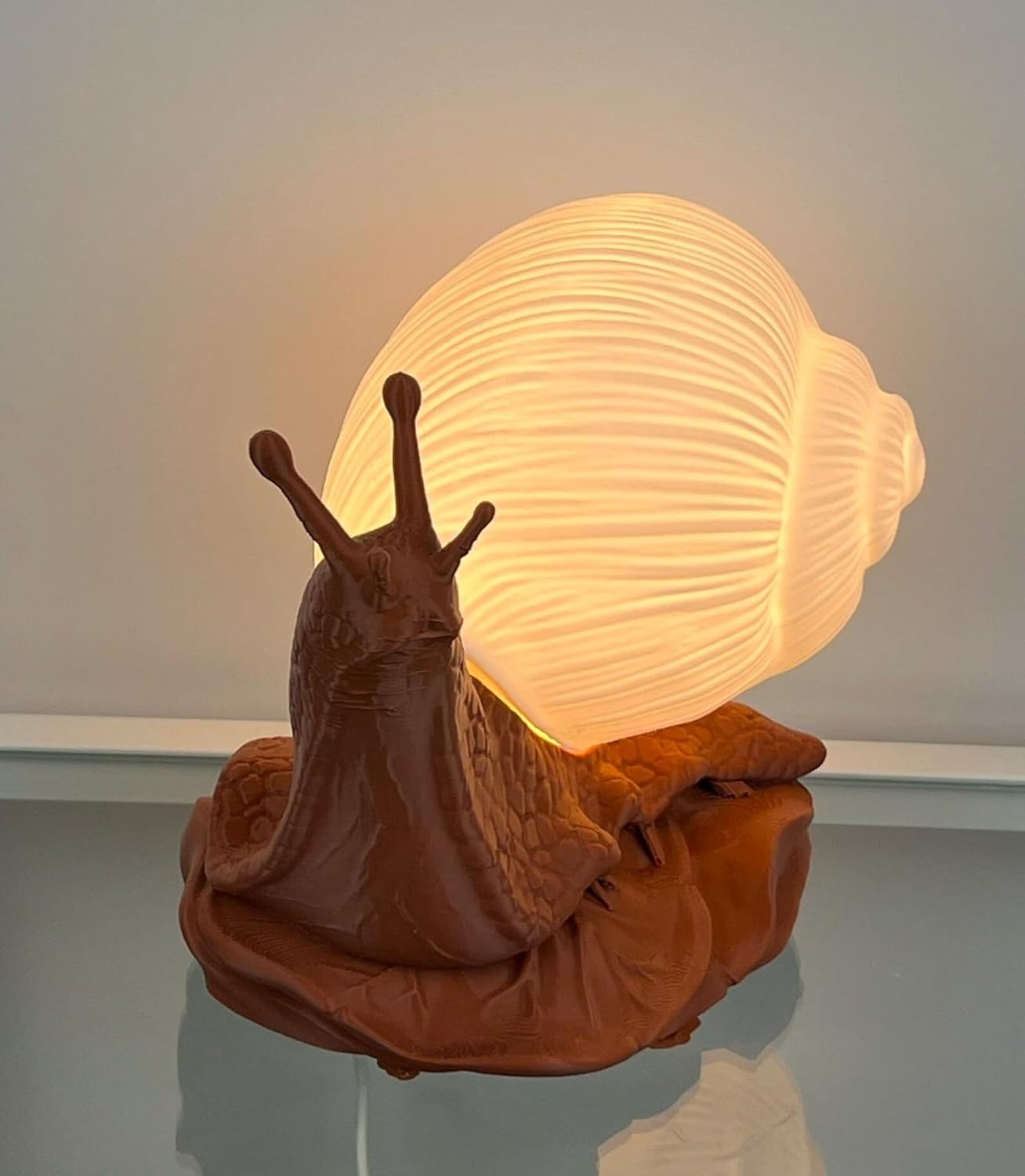 Woodiography Snail Night Light, Decorative Table Lamp, Brown Shell Design with Warm White Illumination