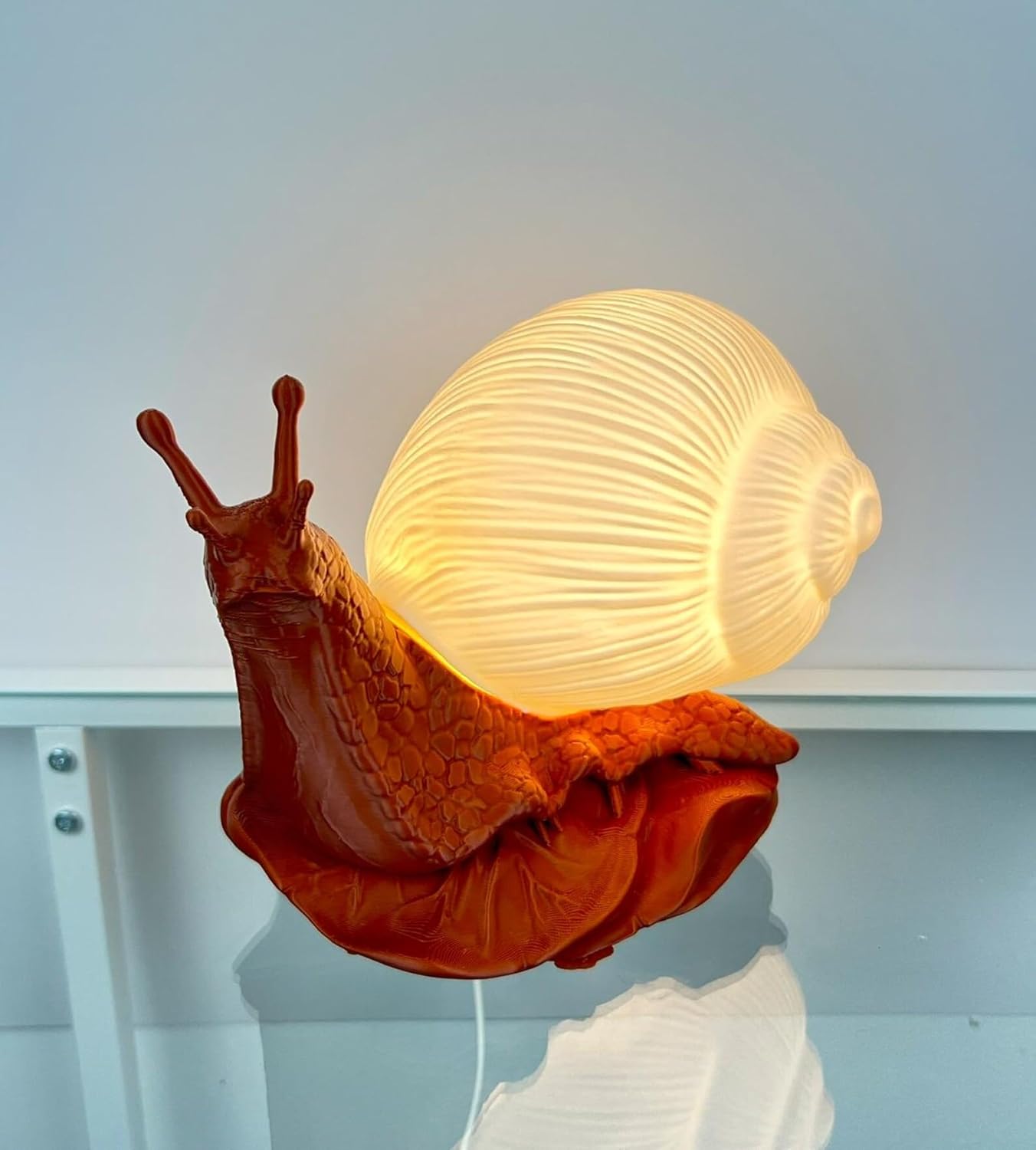 Woodiography Snail Night Light, Decorative Table Lamp, Brown Shell Design with Warm White Illumination