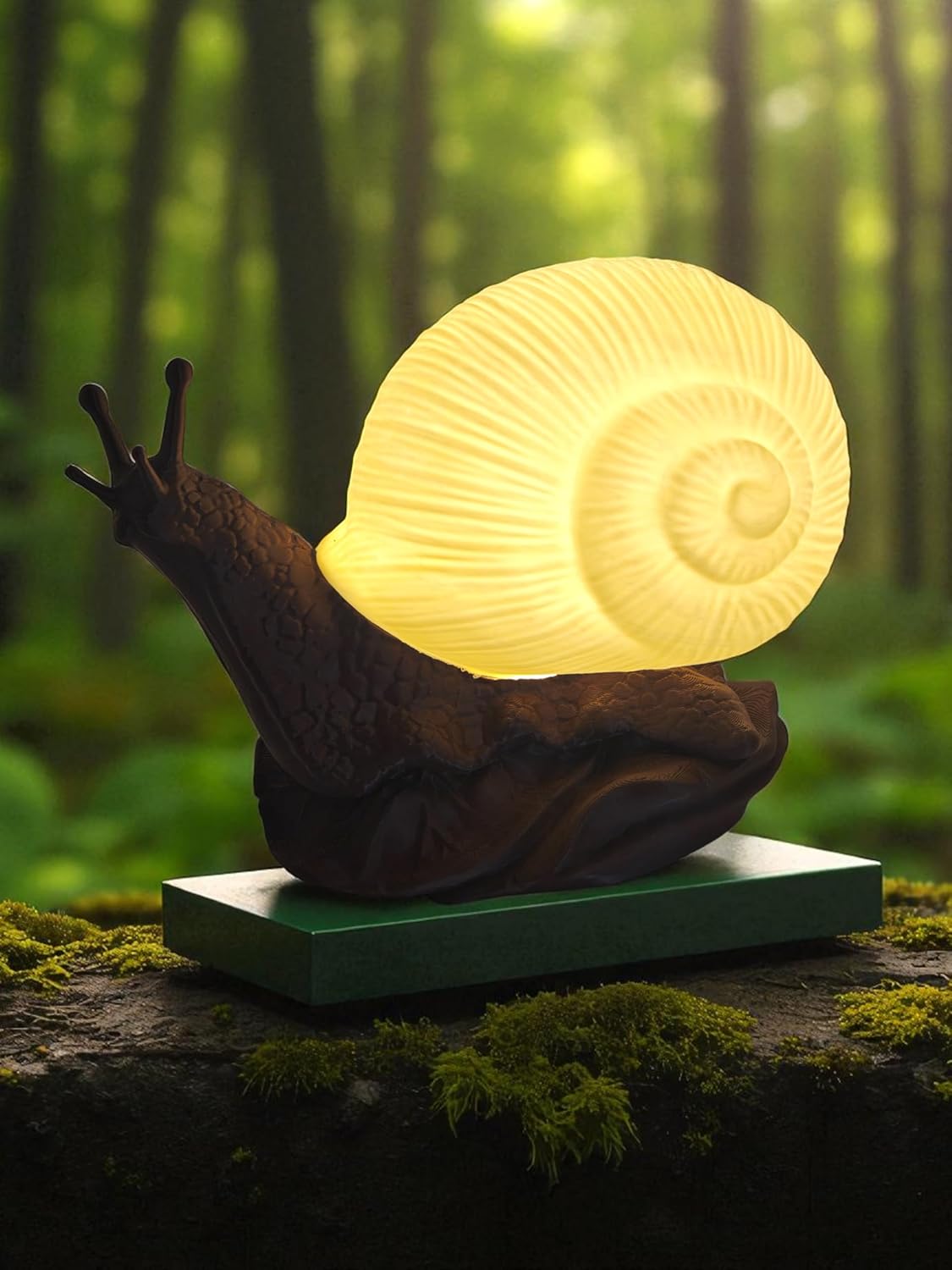 Woodiography Snail Night Light, Decorative Table Lamp, Brown Shell Design with Warm White Illumination