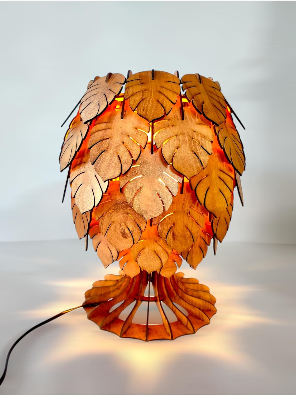 woodiography Table lamp for Bedroom Handcrafted Wooden Table Lamp, Minimalist Lighting for Bedroom, Living Room & Office, Eco-Friendly Desk Lamp, LED Bulb Compatible, Rustic...