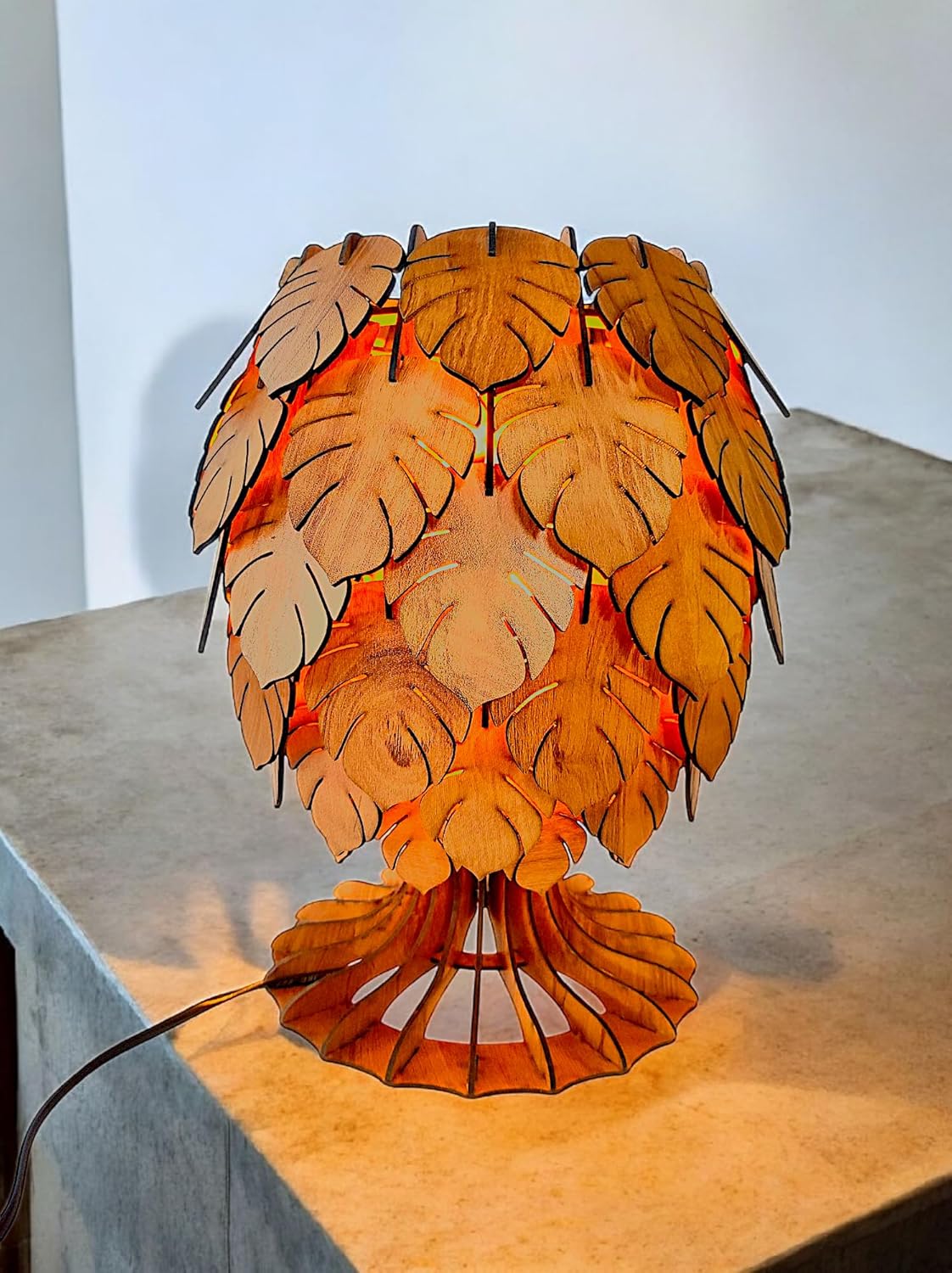 woodiography Table lamp for Bedroom Handcrafted Wooden Table Lamp, Minimalist Lighting for Bedroom, Living Room & Office, Eco-Friendly Desk Lamp, LED Bulb Compatible, Rustic...