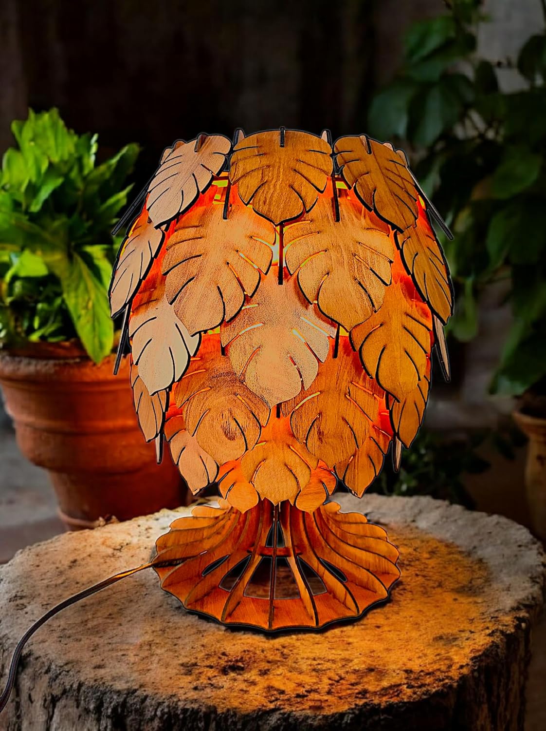 woodiography Table lamp for Bedroom Handcrafted Wooden Table Lamp, Minimalist Lighting for Bedroom, Living Room & Office, Eco-Friendly Desk Lamp, LED Bulb Compatible, Rustic...