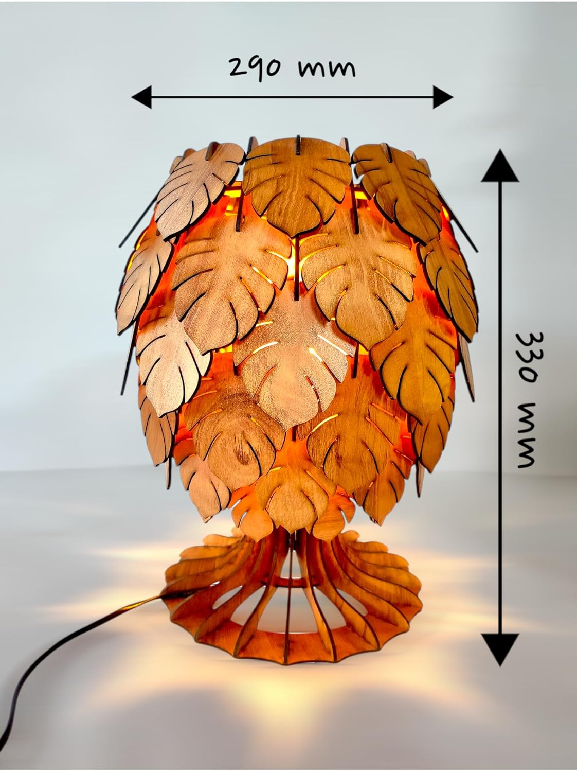 woodiography Table lamp for Bedroom Handcrafted Wooden Table Lamp, Minimalist Lighting for Bedroom, Living Room & Office, Eco-Friendly Desk Lamp, LED Bulb Compatible, Rustic...