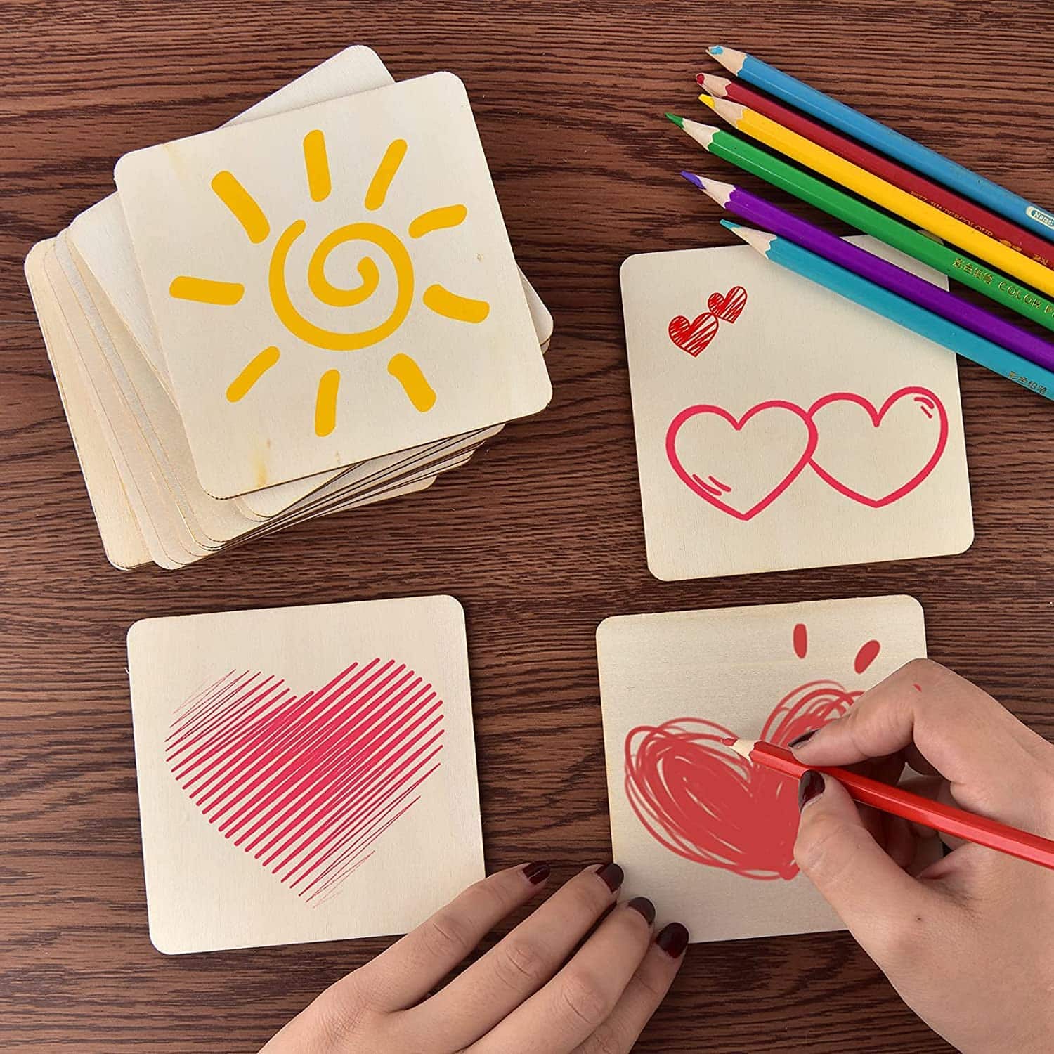 WOODIOGRAPHY Unfinished MDF Square Sheets, 7.6 cm (3 INCH), 50 Pieces, Round Corners, for DIY Arts and Crafts, Coaster, Resin Art, Drawings