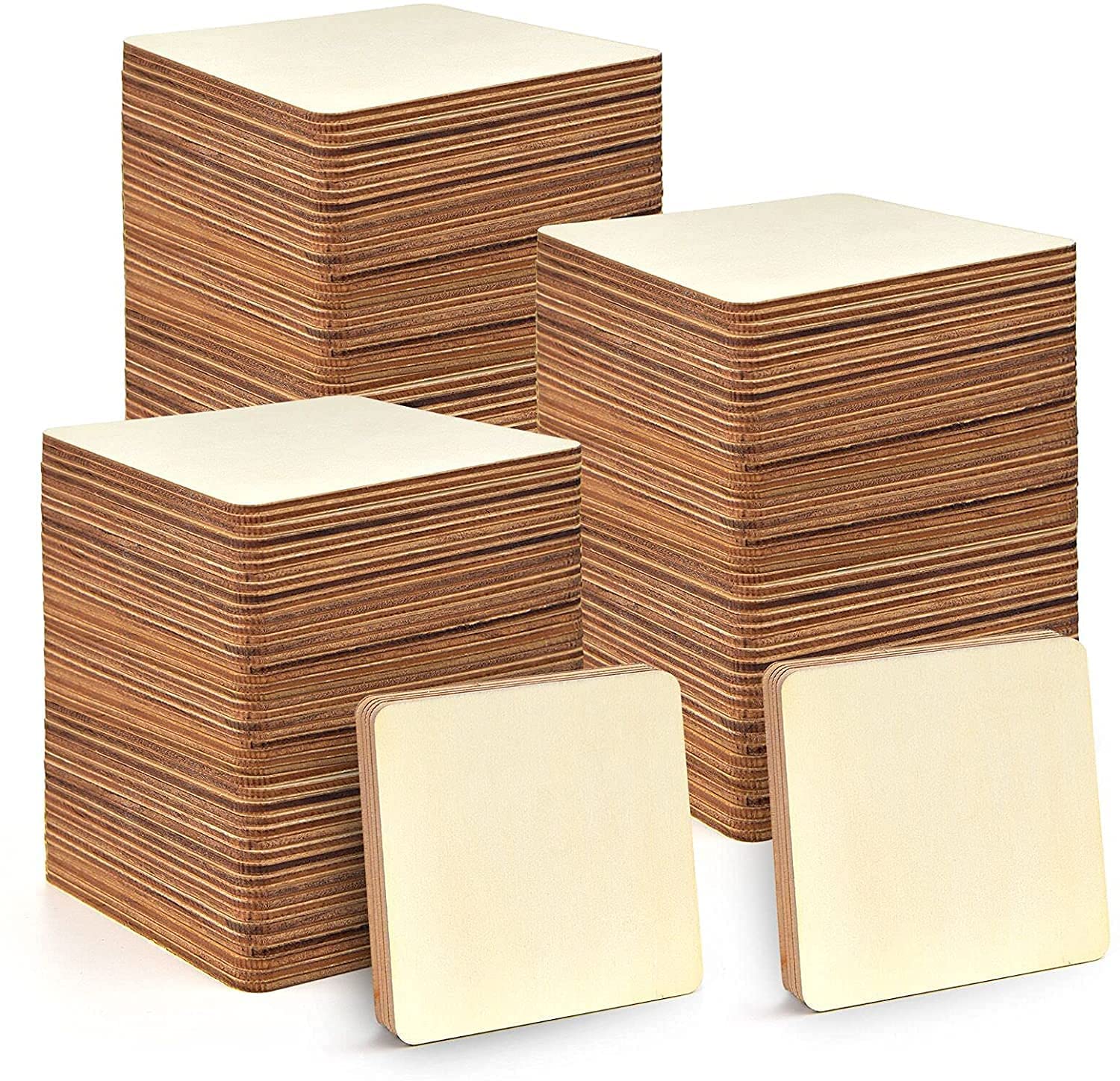 WOODIOGRAPHY Unfinished MDF Square Sheets, 7.6 cm (3 INCH), 50 Pieces, Round Corners, for DIY Arts and Crafts, Coaster, Resin Art, Drawings