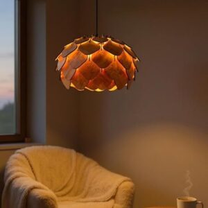 woodiography Wood Pendant lamp, Wooden Ceiling lamp, Wooden Hanging lamp handicrafted Home decore Chandelier Light