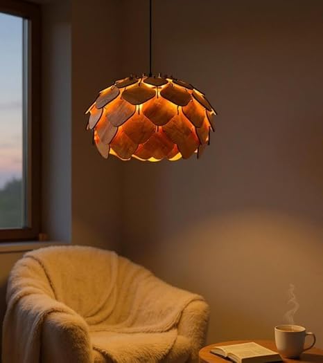 woodiography Wood Pendant lamp, Wooden Ceiling lamp, Wooden Hanging lamp handicrafted Home decore Chandelier Light