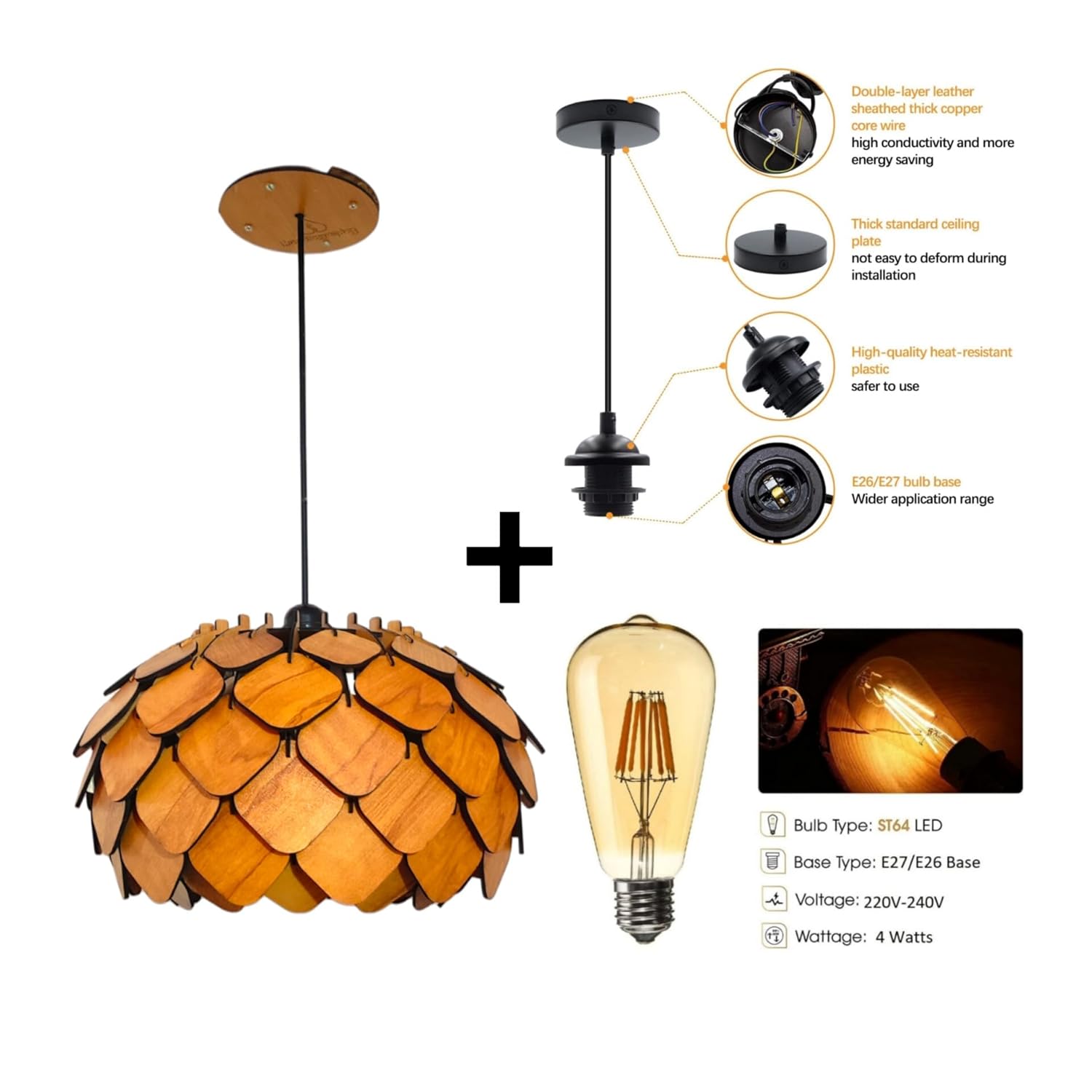 woodiography Wood Pendant lamp, Wooden Ceiling lamp, Wooden Hanging lamp handicrafted Home decore Chandelier Light