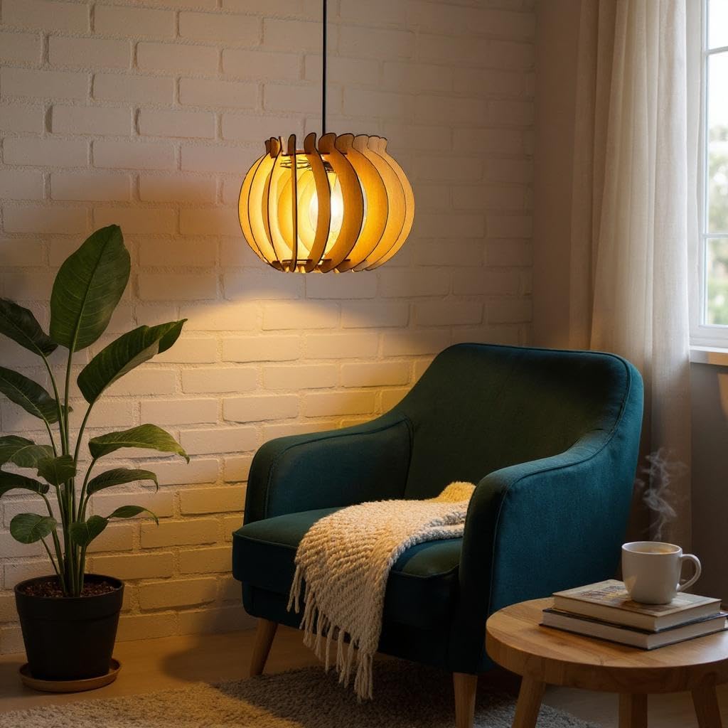 woodiography Wooden Ceiling lamp Pendant lamp for Home Decoration Hanging Light.