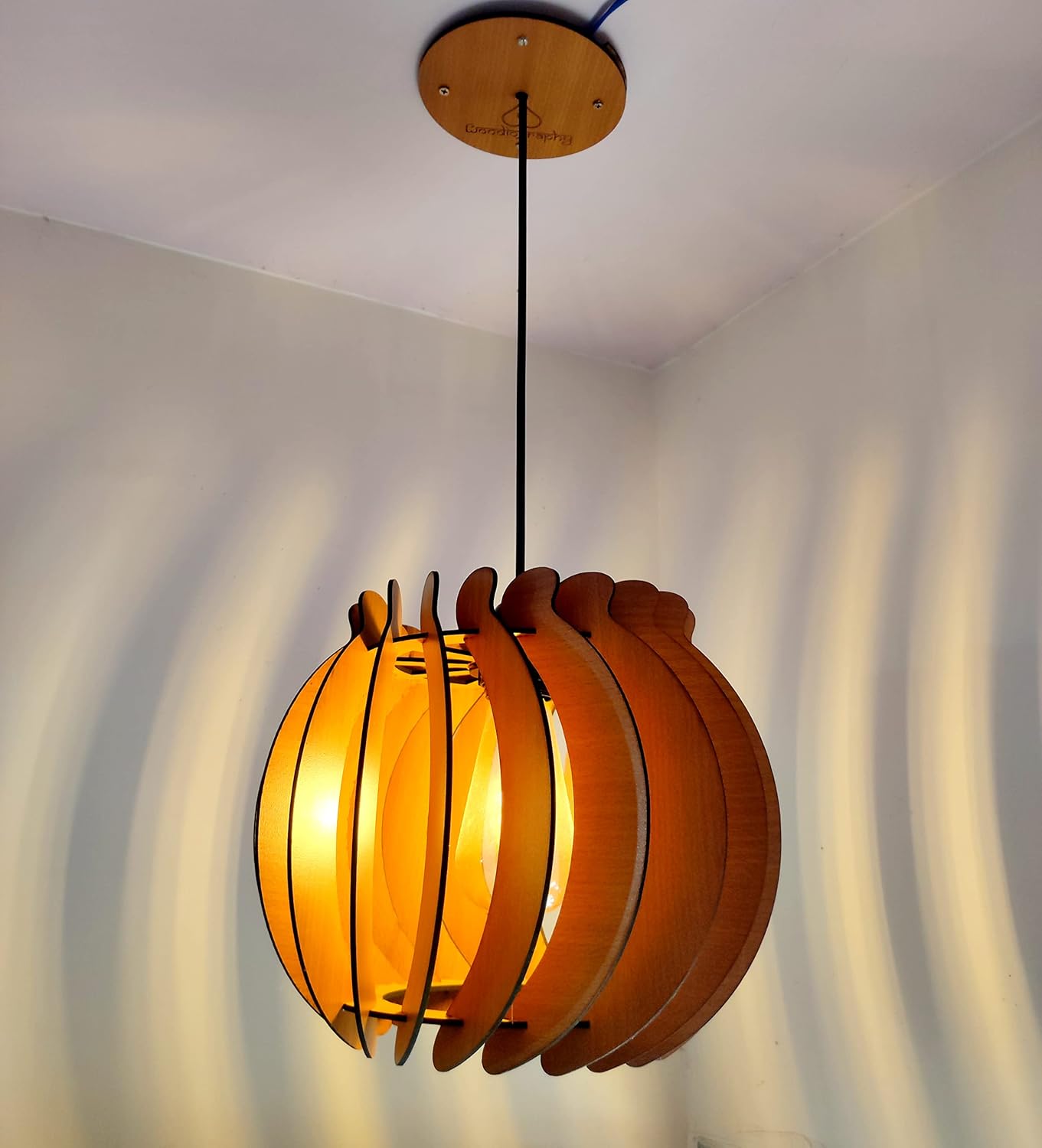 woodiography Wooden Ceiling lamp Pendant lamp for Home Decoration Hanging Light.