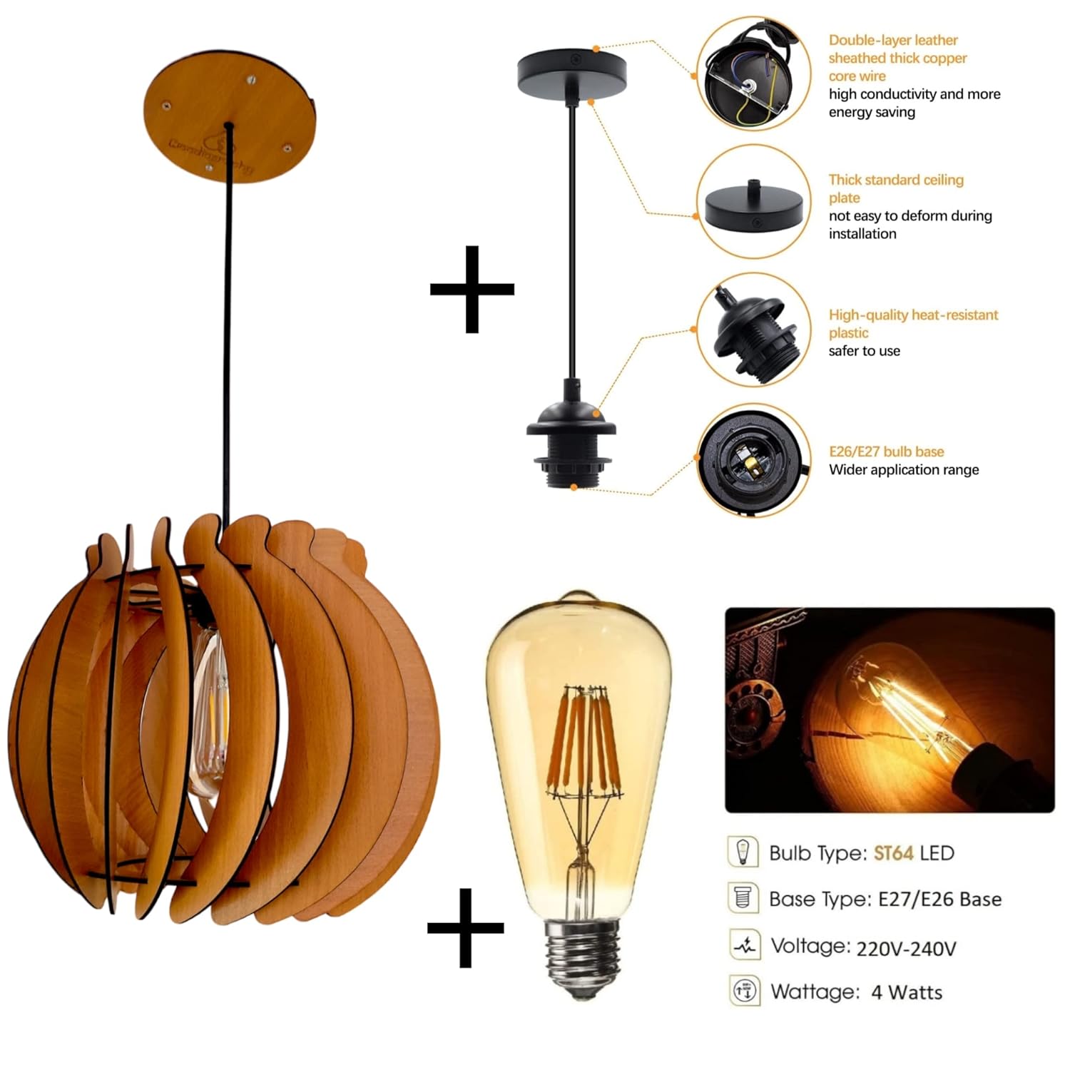 woodiography Wooden Ceiling lamp Pendant lamp for Home Decoration Hanging Light.