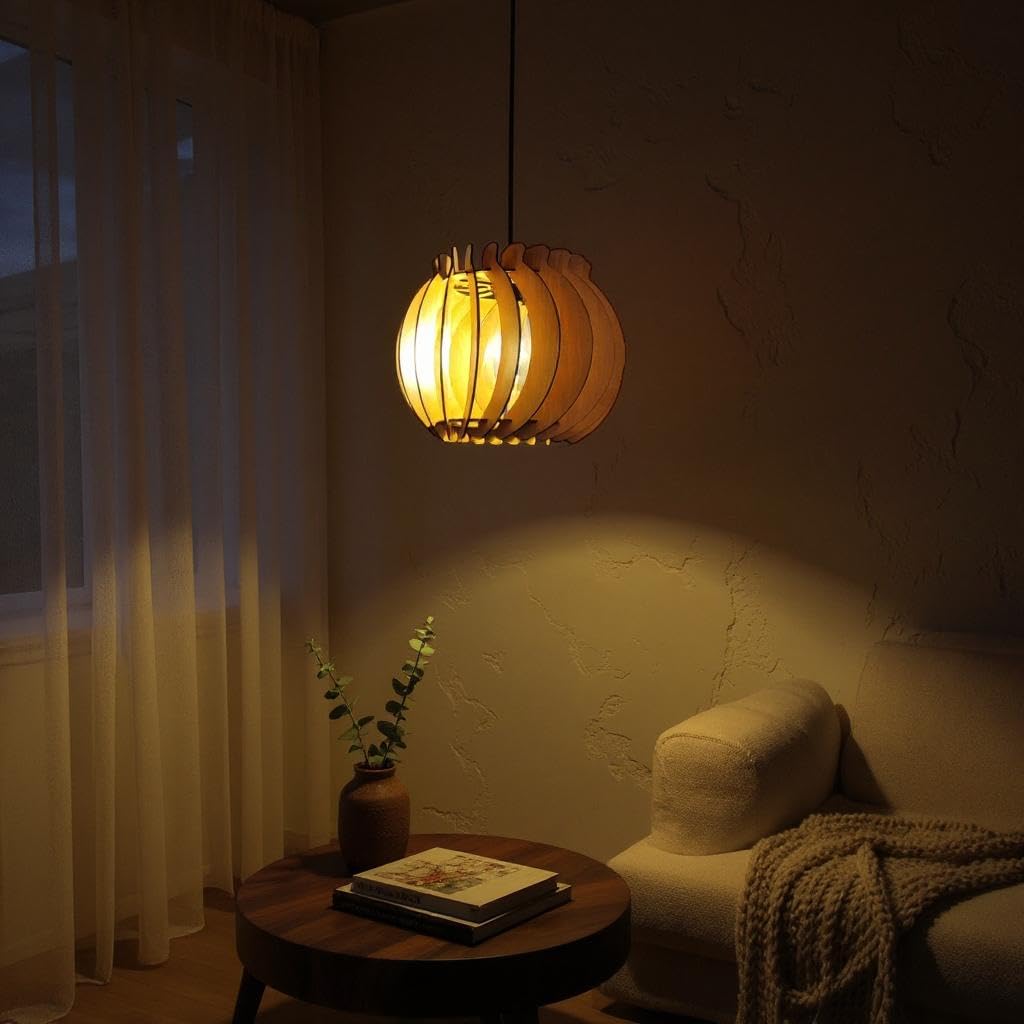 woodiography Wooden Ceiling lamp Pendant lamp for Home Decoration Hanging Light.