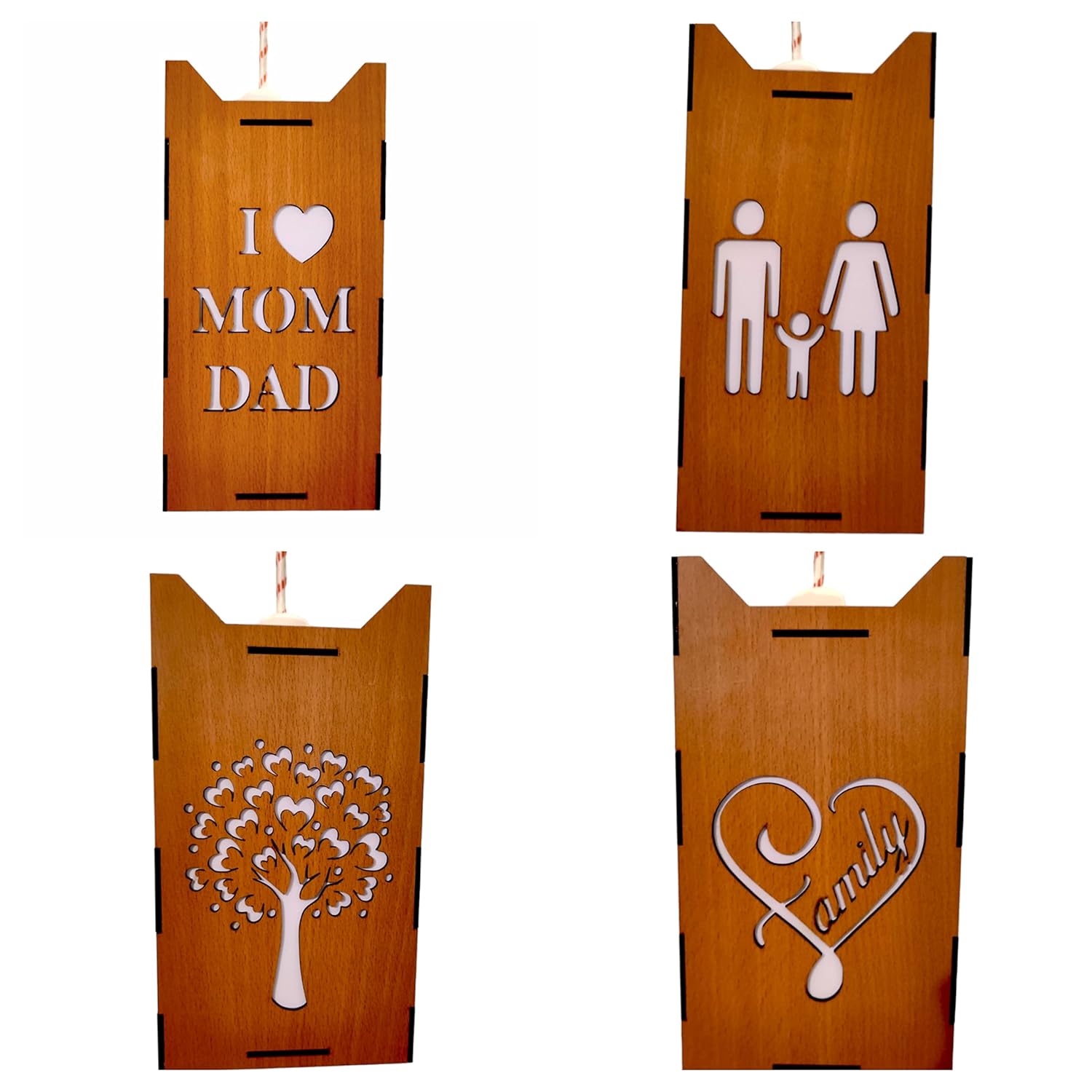 WOODIOGRAPHY Wooden ceiling pendant lamp shade family theme for home decoration