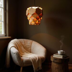 woodiography Wooden Chandelier Hanging Light Wooden Modern Ceiling Pendant Lamp with Adjustable Cord Ceiling Light for Bedroom Living Dining Room