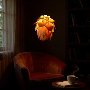 woodiography Wooden Chandelier Hanging Light Wooden Modern Ceiling Pendant Lamp with White Adjustable Cord Ceiling Light for Bedroom Living Dining Room