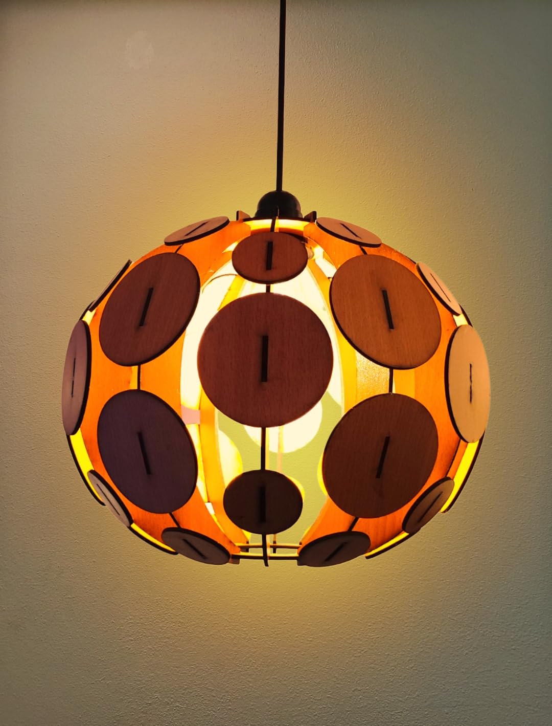 woodiography Wooden Chandelier Hanging Light Wooden Modern Ceiling Pendant Lamp Adjustable Cord Ceiling Light for Bedroom Living Dining Room