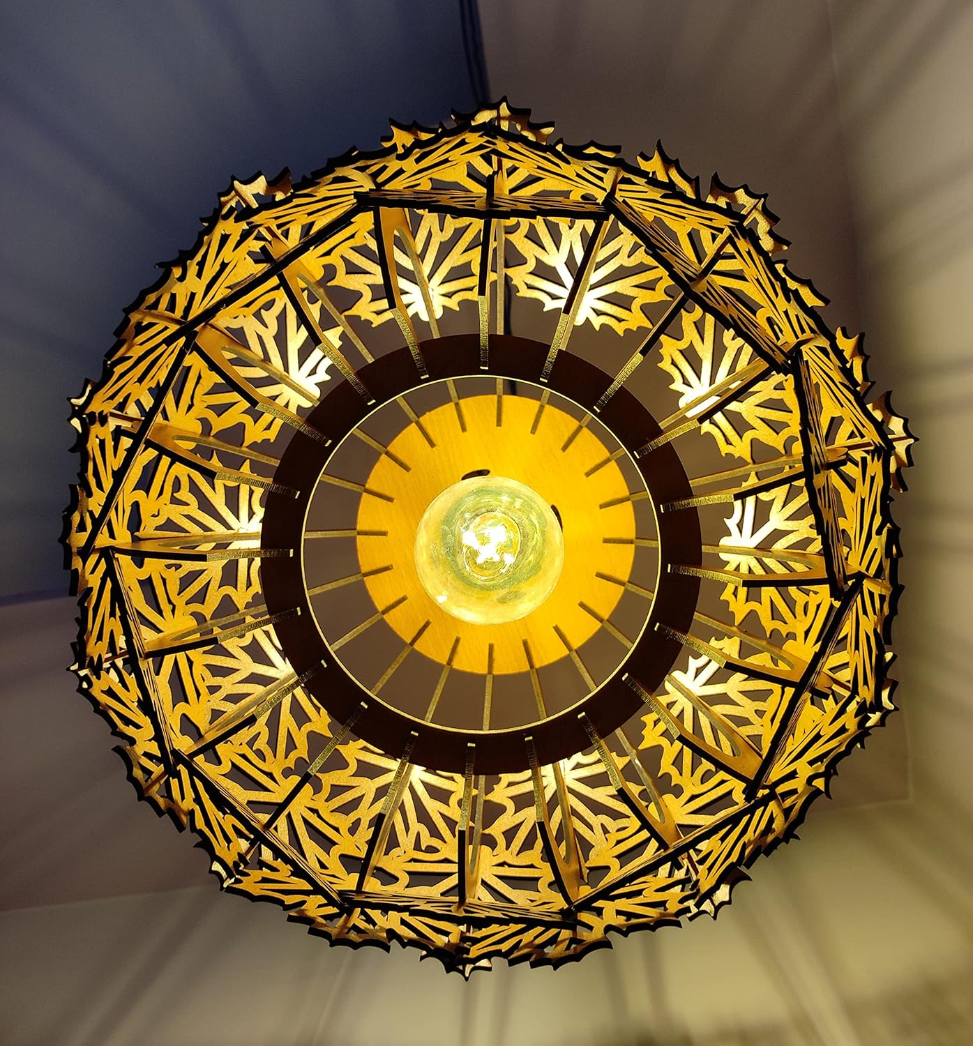 woodiography Wooden Pendant lamp, Ceiling lamp, Wooden Hanging lamp handicrafted Home decore CL005