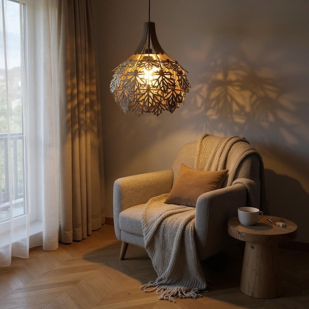 woodiography Wooden Pendant lamp, Ceiling lamp, Wooden Hanging lamp handicrafted Home decore CL005