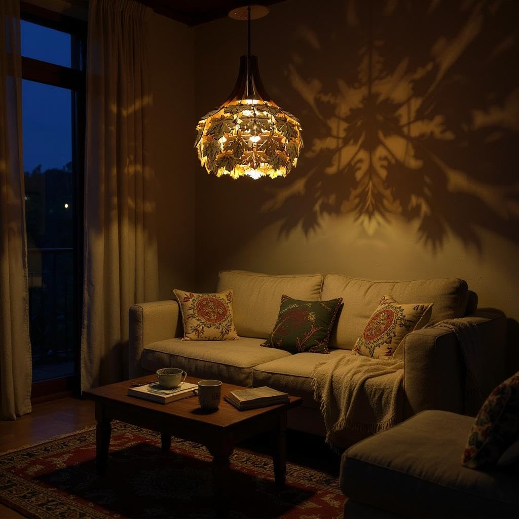 woodiography Wooden Pendant lamp, Ceiling lamp, Wooden Hanging lamp handicrafted Home decore CL004