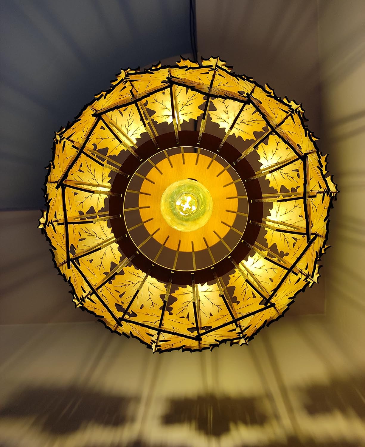 woodiography Wooden Pendant lamp, Ceiling lamp, Wooden Hanging lamp handicrafted Home decore CL004