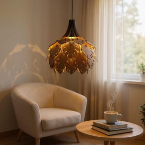 woodiography Wooden Pendant lamp Ceiling lamp Wooden Hanging Light handicrafted Home Decoration