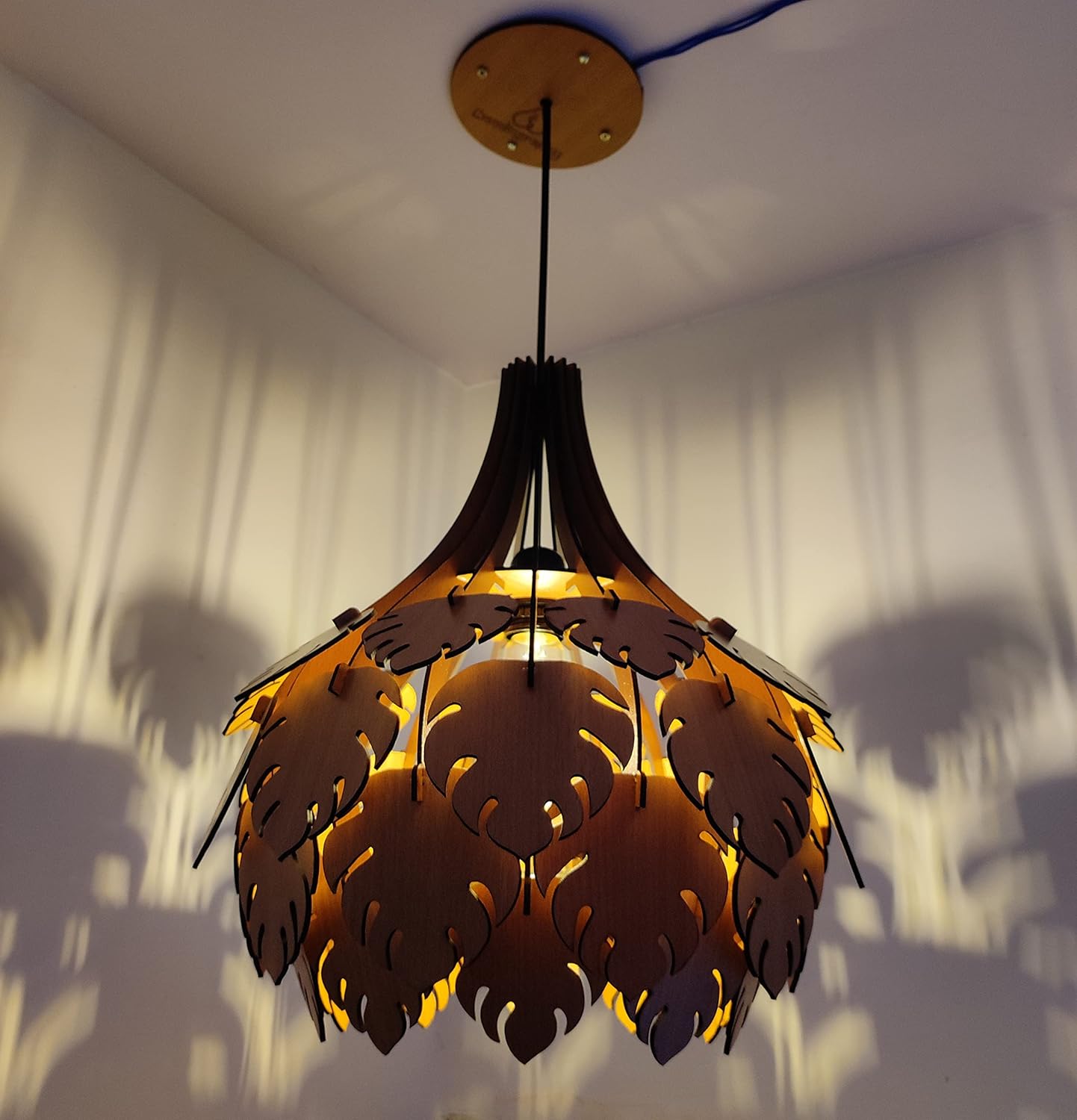 woodiography Wooden Pendant lamp Ceiling lamp Wooden Hanging Light handicrafted Home Decoration