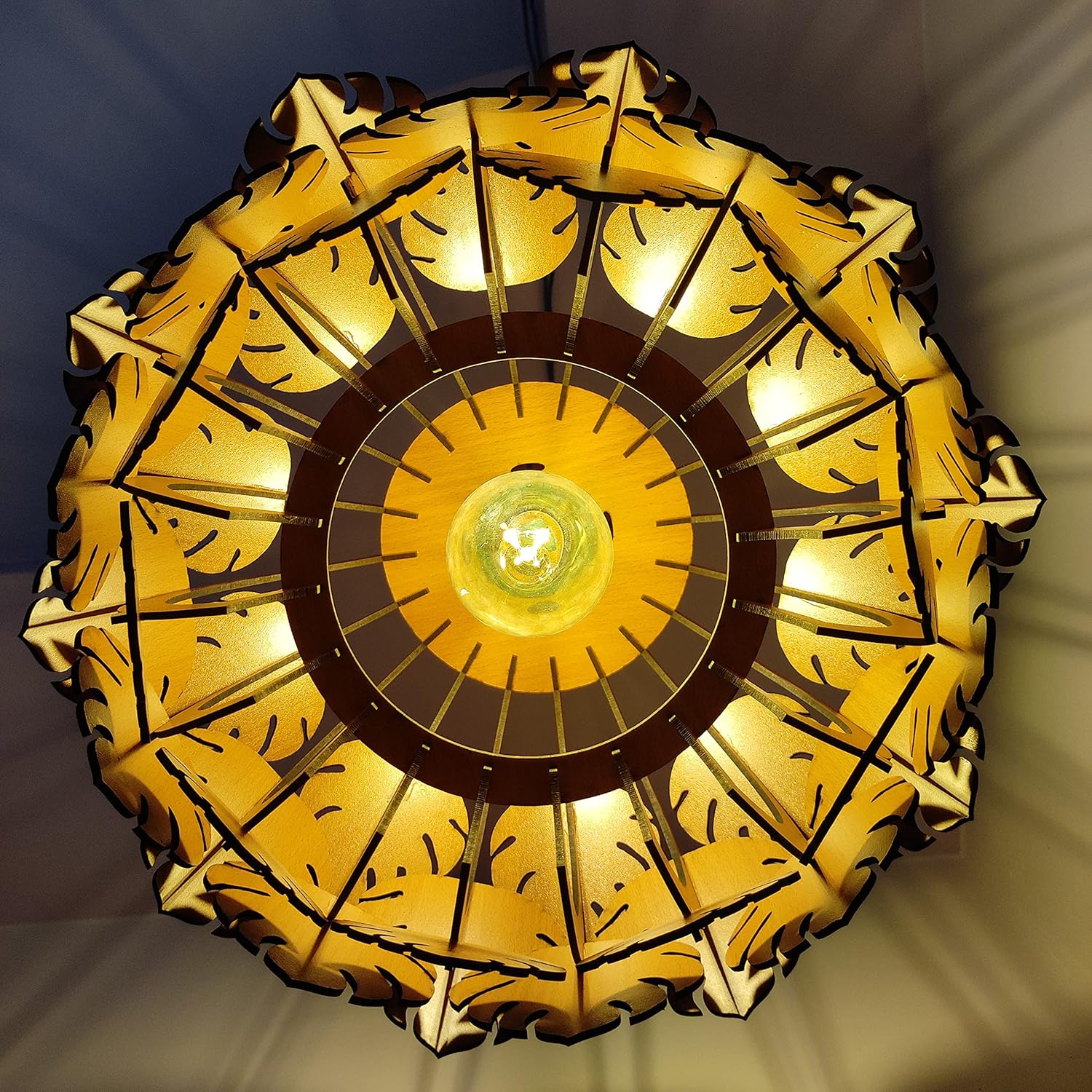 woodiography Wooden Pendant lamp Ceiling lamp Wooden Hanging Light handicrafted Home Decoration