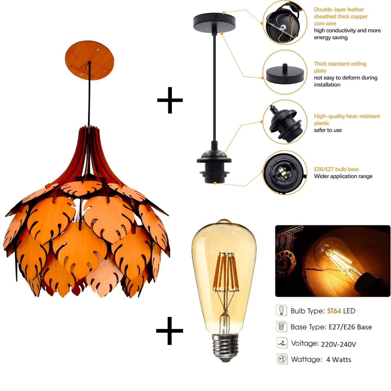 woodiography Wooden Pendant lamp Ceiling lamp Wooden Hanging Light handicrafted Home Decoration