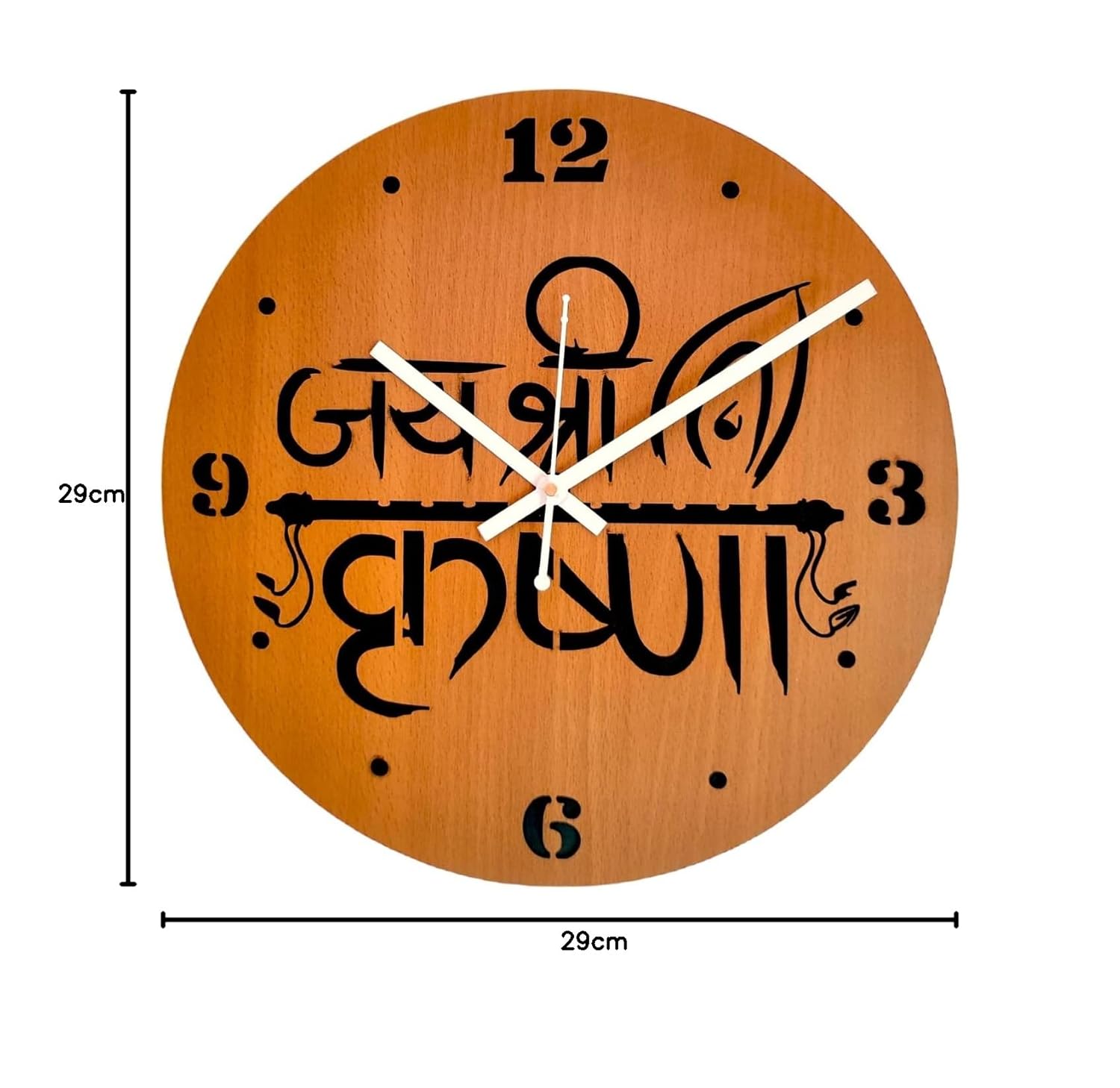woodiography Wooden Wall Clock Hand Crafted for Home Decoration Jay Shree Krishna Dwarkadhis Temple Theme