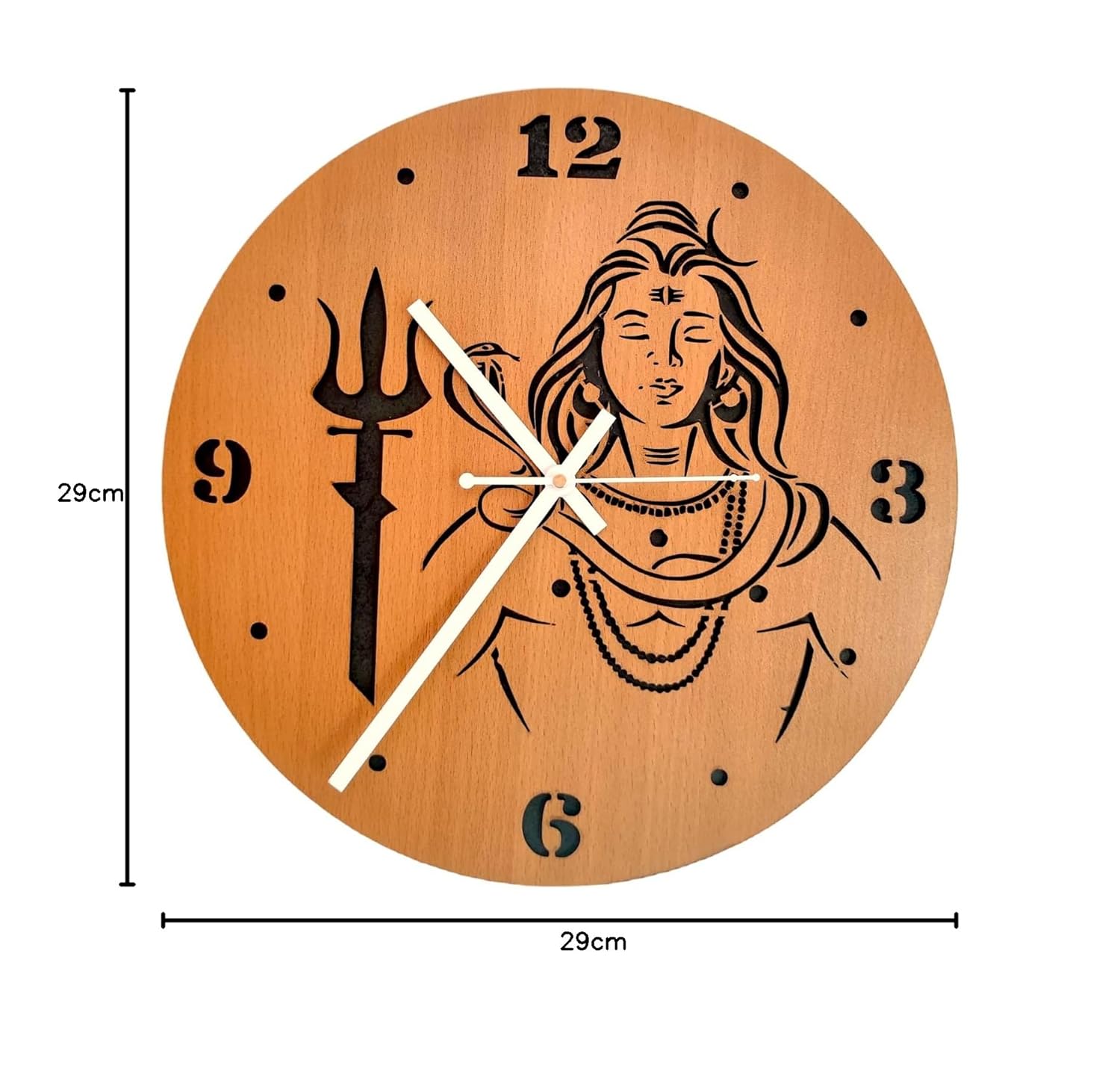 woodiography Wooden Wall Clock Hand Crafted for Home Decoration Shiv ji mahadev Theme