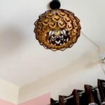 woodiography Pinecone Pendant lamp, Wooden Ceiling lamp, Wooden Hanging lamp handicrafted Home decore Chandelier Light (Small CL001)