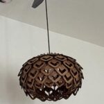woodiography Pinecone Pendant lamp, Wooden Ceiling lamp, Wooden Hanging lamp handicrafted Home decore Chandelier Light (Small CL001)