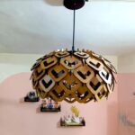 woodiography Pinecone Pendant lamp, Wooden Ceiling lamp, Wooden Hanging lamp handicrafted Home decore Chandelier Light (Small CL001)
